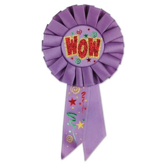 Beistle Pack of 6 Light Purple "WOW" School and Sports Award Rosette Ribbons 6.5"