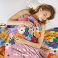 thumbnail image 3 of Sowide Floral Throw Blanket, Wife Blanket Gifts for Flower Lovers, Soft Lightweight Flannel Pink Boho Blanket with Love Confession Words, Warm Fleece Blanket for Women Wife Girl, Sofa Nap Bed(60"x80"), 3 of 8