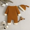 thumbnail image 7 of ABATAB Newborn Baby Romper Clothes Girl Boy Coming Home Outfit Cute Ribbed Knit One Piece Jumpsuit Clothes with Hat, 7 of 7