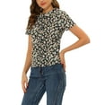 thumbnail image 4 of ATHLECHIC Chemisier d'Été pour Femme à Col Peter Pan, Boutonné à l'Avant, Blouse Vintage à Motif Floral, Haut m Noir, 4 of 7