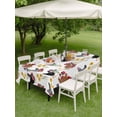 thumbnail image 4 of Outdoor Tablecloth with Umbrella Hole for Patio/Picnic/Party/Camping, Farmhouse Rooster Waterproof Table Cloth Rectangle Table Cover Washable, Country Watercolor Flowers Wood Grain (60"x 120"), 4 of 8