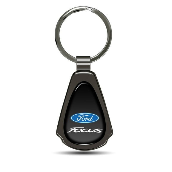 Ford Focus Black Dome Dark Gunmetal Metal Teardrop Key Chain