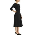 thumbnail image 4 of MODA NOVA Juniors Wear-to-Work Elegant 3/4 Sleeve V Neck A-Line Midi Dress, 4 of 5