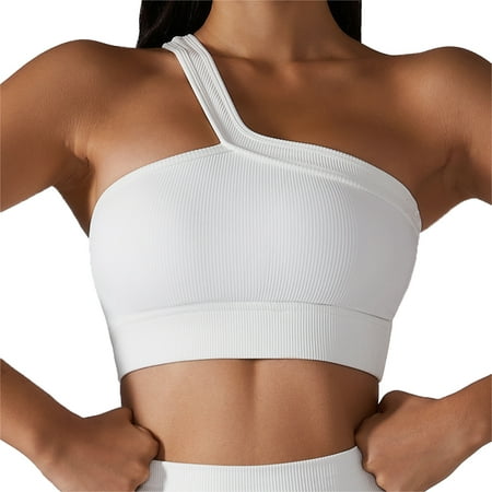 

Women s Sports Suit Outfits Ribbed Seamless Exercise Scoop Neck Sports Bra One Shoulder Tops High Waist Shorts Active Set