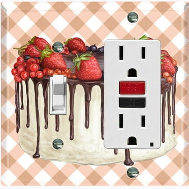Metal Light Switch Plate Cover Elegant Chocolate Cake Desserts CAK002