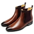 thumbnail image 5 of CMR CHAMARIPA Men's Elevator Shoes Height Increasing Dress Shoes Brown Chelsea Boots 7CM / 2.76Inches, 5 of 6