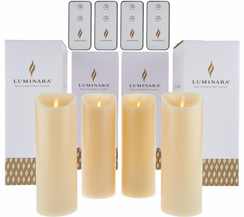 Luminara 8" Flameless Scented Candles with Four Remotes and Gift Boxes