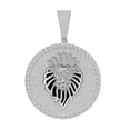 thumbnail image 3 of Men's 45+ Grams Big 3'' Lion Jungle King Head Custom Pendent Charm Medallion Over White Gold/White CZ, 3 of 5