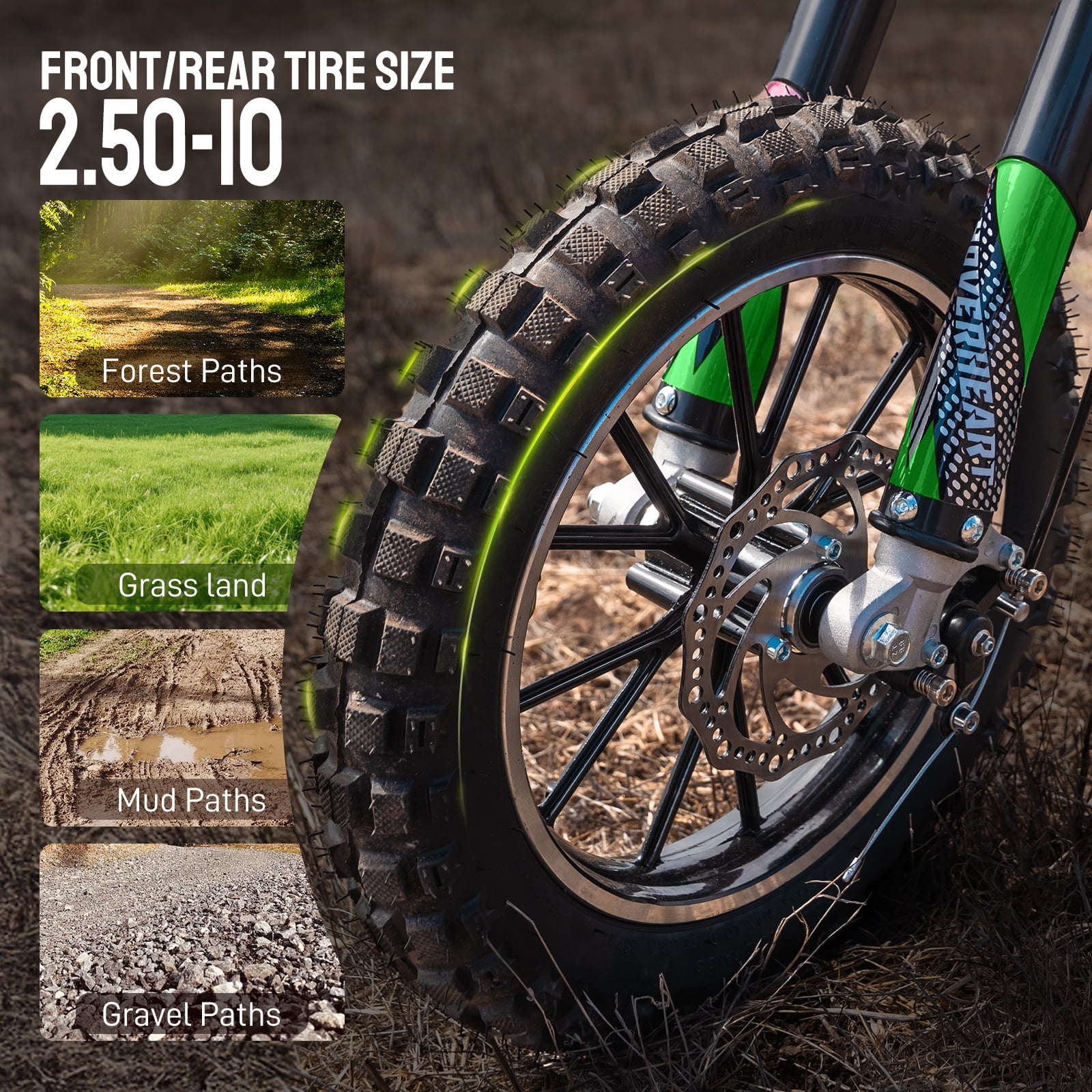 39cc Dirt Bike,IVFJFV Gas Powered Mini Bikes, 4 Stroke Off-Road Mini Bikes, Trail Bike with Speeds up to 25 MPH,Weight Support Up to 165 LBS for Ages 8+,Green