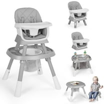 AILEEKISS 15-in-1 Baby High Chair, Toddler Dining Booster Seat with Activity Center, Grey