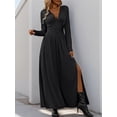 thumbnail image 5 of Elegant and sexy solid color lace V-neck fitted dress for women's evening banquet, 5 of 5