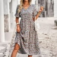 thumbnail image 7 of Summer Saving Wycnly Summer Dresses for Women Beach Vacation High Waist Fashion Flared Sleeve Long Sundress 2024 Short Sleeve V-Neck Floral Maxi Formal Dress Light Blue m, 7 of 7