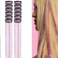 thumbnail image 1 of 12 piezas de extensiones de cabello sin costuras, cinta dorada brillante, cabello liso de seda, peluca, simulación de cabello, cinta láser, 1 of 2