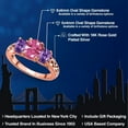 thumbnail image 2 of Gem Stone King 18K Rose Gold Plated Silver Pink Zirconia and Purple Amethyst Filigree Style 3 Stone Ring for Women (2.11 Cttw, Oval 8X6MM and 6X4MM, Size 6) (Size 6), 2 of 6
