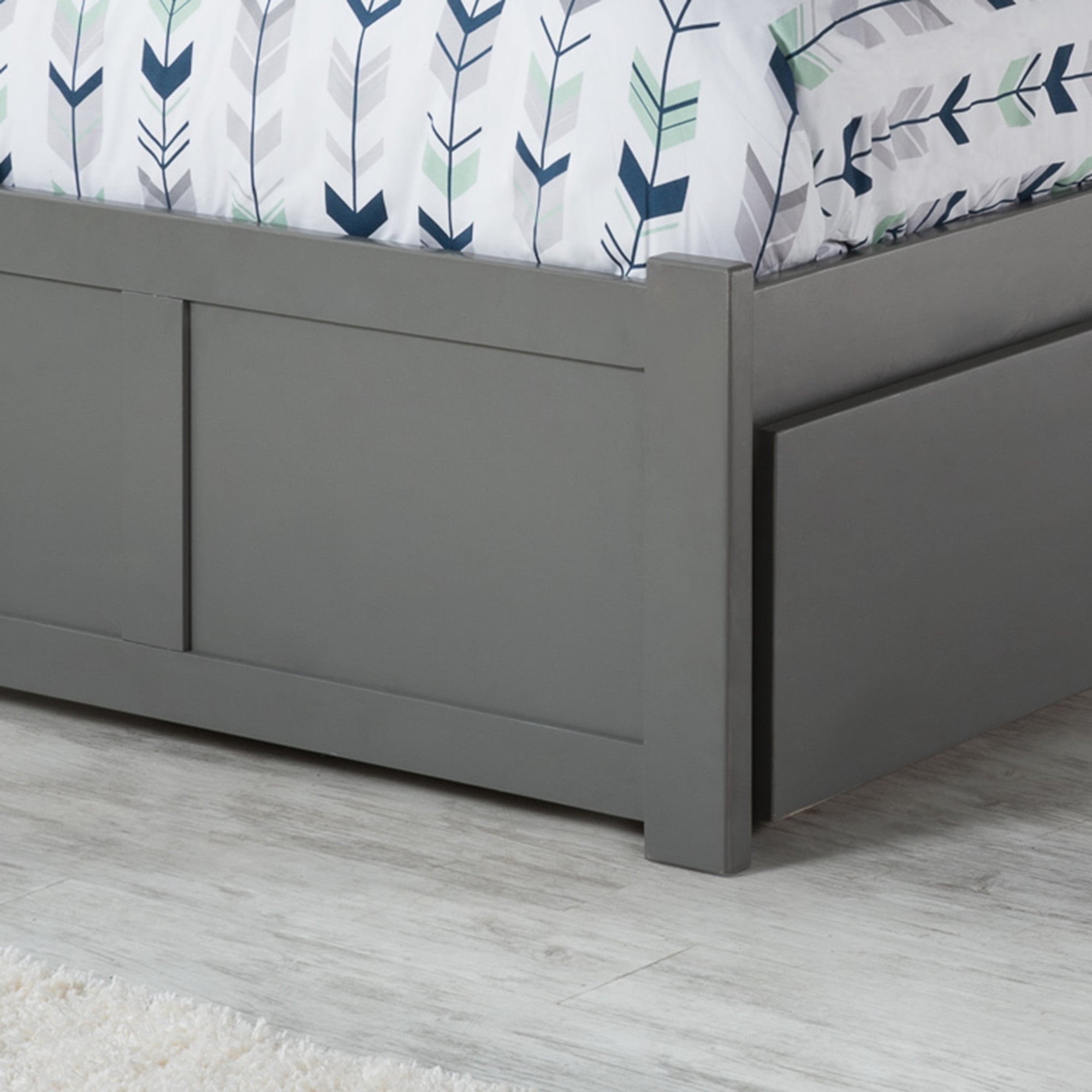 AFI Concord Twin Solid Wood Platform Bed with Footboard & Twin Trundle, Grey