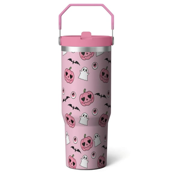 Gobelet Sorcière Halloween 30oz avec Couvercle et Paille, Tasse Chauve-Souris Crâne Isolée Étanche, Tasse de Voyage avec Poignée pour Décoration de Fête d'Automne Effrayante Cadeaux