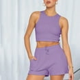 thumbnail image 4 of REORIAFEE Women 2 Piece Outfits Vacation Matching Sets Spring Outfits Casual Women's Fashion Shorts Two Piece Sleeveless Casual Suit Purple XL, 4 of 8