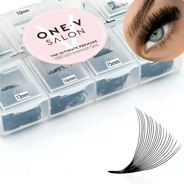 Extensiones de pestañas One V Salon 1000, ventiladores sueltos prefabricados