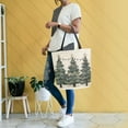thumbnail image 4 of FORMRS Womens Canvas Tote Bag with Zipper Inner Pocket Shoulder Handbag, Christmas Stars, 4 of 7