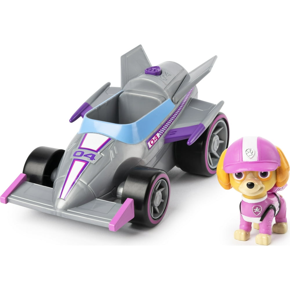 PAW Patrol, Ready, Race, Rescue Skyeâs Race & Go Deluxe Vehicle with Sounds, for Kids Aged 3 and