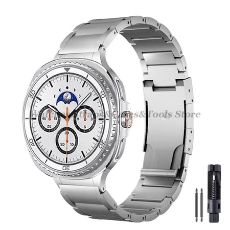 Luxury Titanium Watch Band for Samsung Galaxy Watch 8 40mm 44mm Classic 46mm Silver Metal Strap Men Bracelets