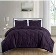 thumbnail image 2 of Chezmoi Collection Berlin Purple Pinch Pleat King Comforter Set, 3-Piece, Soft Pintuck, Lightweight All Season Microfiber Bedding, 2 of 9