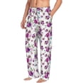 thumbnail image 2 of Uemuo Violets Flowers Pattern Men's Wide Leg Palazzo Lounge Pants with Pockets Light Weight Loose Comfy Casual Pajama Pants-Large, 2 of 9