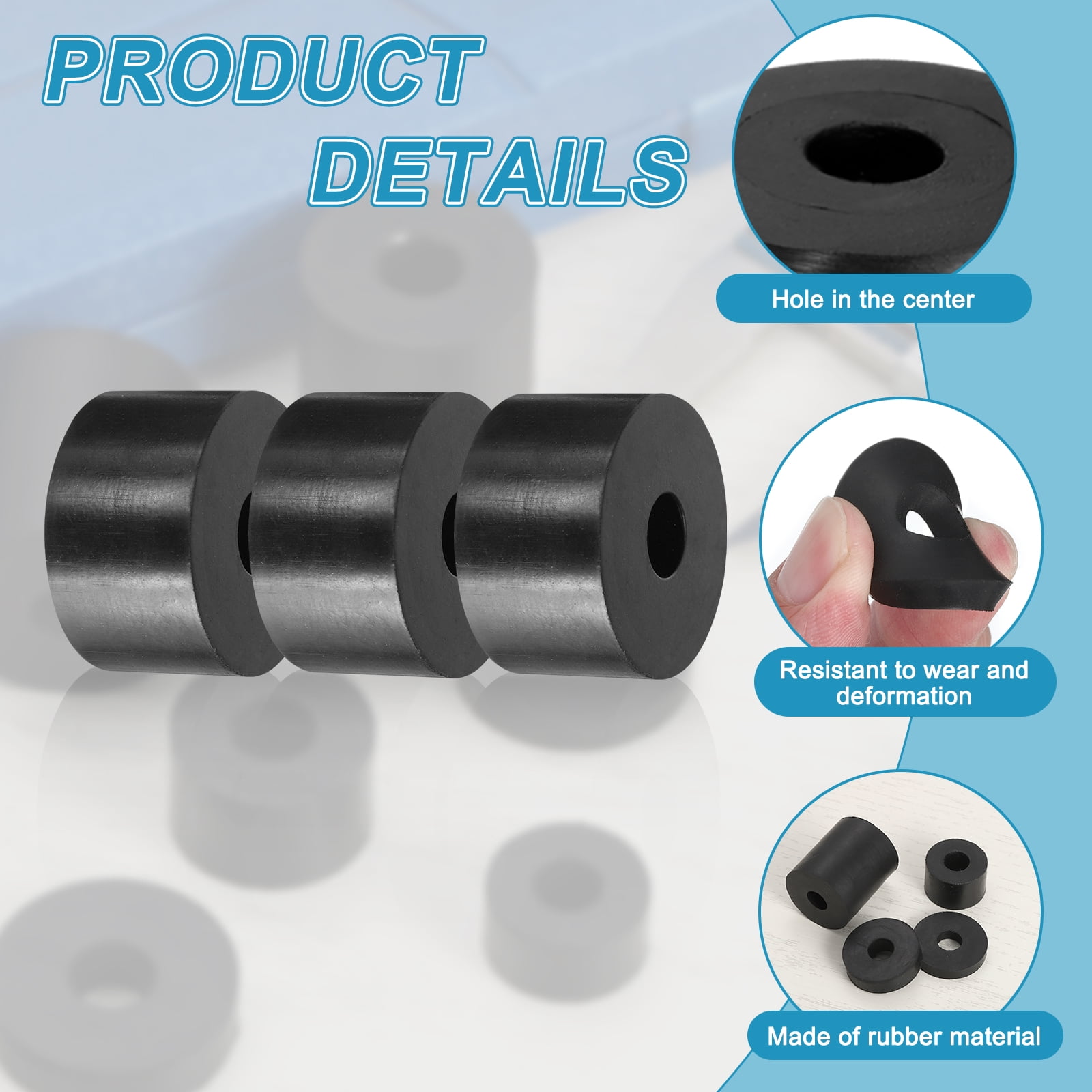 24pcs Rubber Spacers 35mm OD x 10mm ID x 20mm Height Round Anti Vibration Spacer