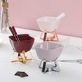thumbnail image 3 of Naiovety Juego de fondue de cerámica para queso y chocolate. Incluye 1 taza y 2 tenedores. Base para fondue de chocolate. Juego de fondue de Cocina y Comedor Rosa+Oro, 3 of 6