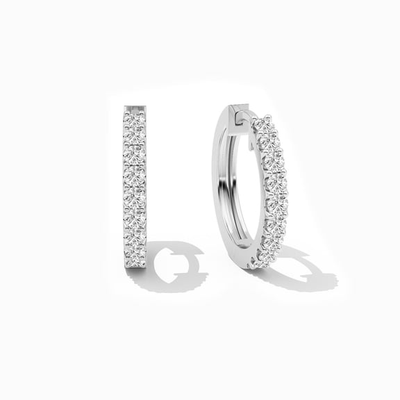 14K White Gold Plated 1.00 CT Lab Created Diamond Huggie Hoop Earrings For Women's