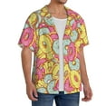 thumbnail image 4 of Fotbe Pink Donut and Blue print Short Sleeve Button Down Shirts for Men Casual Summer Beach Wrinkle Free Shirt-, 4 of 7