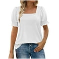 thumbnail image 7 of Olyvenn Womens Summer Tops Dressy Casual Puff Short Sleeve Shirts 2025 Fashion Square Neck Tshirts Loose Fit Blouses White L, 7 of 7