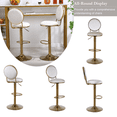 thumbnail image 2 of 25-33 Inch Velvet Counter Height Dining Chairs, Adjustable Swivel Barstools High Bar Chairs with Back & Golden Metal Base, Stools Chair with Footrest for Home Kitchen Island, Pub(Beige,Set of 4), 2 of 10