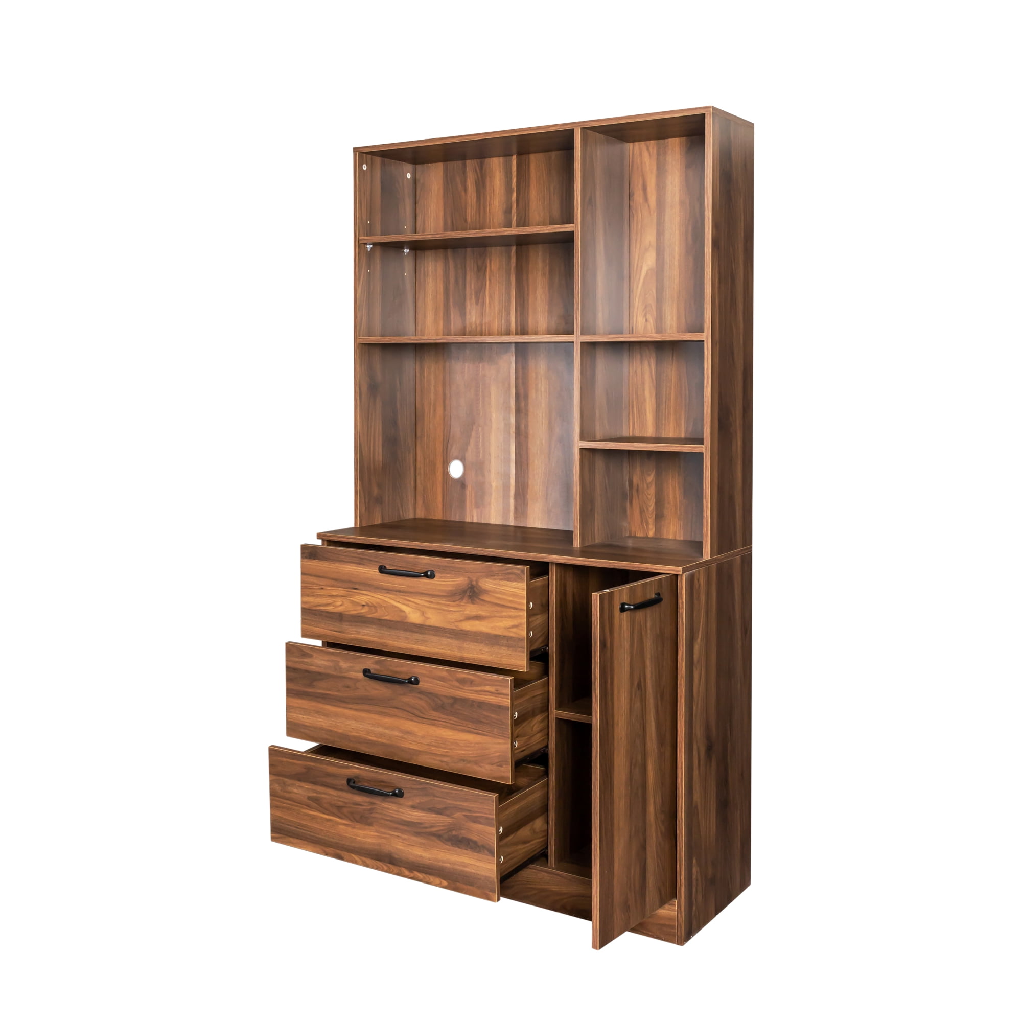 Aukfa 70.9" Kitchen Pantry Storage Cabinet, Freestanding Tall Cabinet Organizer - Walnut