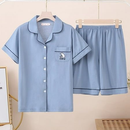 

PIKADINGNIS Women Comfortable Pyjamas 5XL 6XL 7XL Short Sleeve Casual Homewear Spring Summer Pajama Sets Full Cotton Sleepwear Set