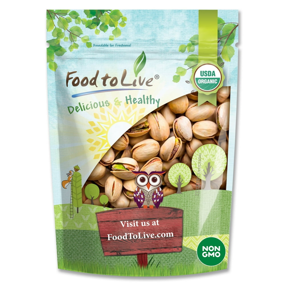 Organic Pistachios, 8 Ounces In Shell, Dry Roasted with Sea Salt, Non