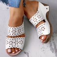 thumbnail image 4 of Dakaela Women's Platform Wedge Sandals Peep Toe High Heel Summer Slides Casual Slip on Shoes White 9.5, 4 of 7