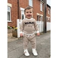 thumbnail image 6 of Loicainy Infant Baby Boy Fall Outfit 3 6 12 18 Months Letter Embroidery Striped Waffle Long Sleeve Rompers and Pants 2 Piece Clothes Set, 6 of 9