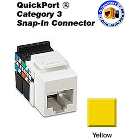 Quickport Snap In - Leviton 41108-RY3 Category 3 QuickPort Snap-In Connector - Yellow