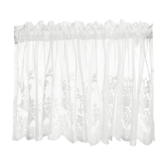 Uxcell Window Valance, 51x16 Inch Lace Sheer Valance Curtains Floral Embroidery Small Short Light Filtering Sheer for Windows Bedroom Bathroom Living Room Kitchen, White