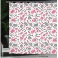 thumbnail image 4 of Ambesonne Feminine Shower Curtain, Lipstick Purse Powder Dots, 69"Wx70"L, Purpleblue Pink, 4 of 5