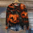 thumbnail image 4 of Craaazy Halloween Shirts For Women Halloween Pumpkin Graphic Pullover Funny Crew Neck Tunic Sweatshirts Long Sleeve Loose Spooky Season Tops Gifts For Women, 4 of 6