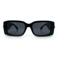 thumbnail image 4 of Womens Luxury Narrow Rectangle Designer Plastic Thick Arm Sunglasses Black Silver - Black, 4 of 8