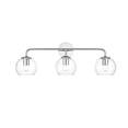 thumbnail image 2 of Living District Genesis 3-Light Iron & Glass Bath Sconce in Chrome/Clear, 2 of 12