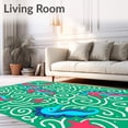 thumbnail image 2 of ODIKA 2'x3' Machine Washable Non-Slip Area Rug, Whimsical Seahorse Nautical Bath High Traffic Rug, Green, 729636, 2 of 7