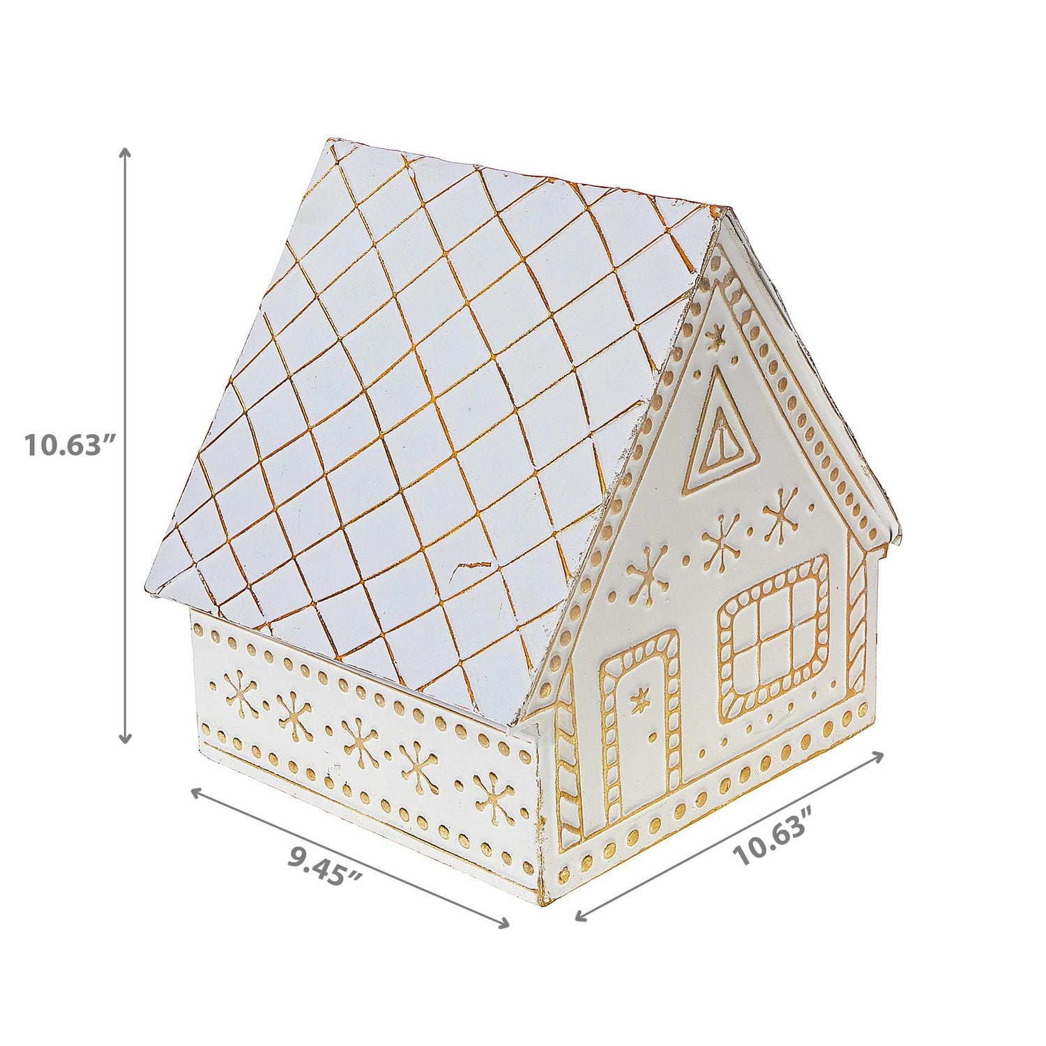 Maison En Métal Pain D'Épice Doré Et Blanc