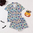 thumbnail image 2 of FASHOFT Womens Halloween Pajamas Set 2 Piece Silk Satin Ghost Pumpkin Printing Button Down Short Sleeve Shirts and Shorts Sleepwear Notch Collar Soft Comfy Lounge Sets Khaki XXL, 2 of 9
