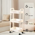 thumbnail image 3 of YOTQUSKI 3 Tier Rolling Cart Organizer, Bathroom Cart, Utility Carts with Wheels, Plastic Multi-Functional Storage Trolley for Office, Living Room, Kitchen, 3 of 5
