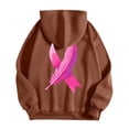 thumbnail image 3 of 2024 Hot Women's Autumn And Winter Cancer Day Ribbon Feather Print Zipper Long Sleeve Pocket Drawstring Casual Sports Hooded Sweatshirt Sweatshirts Oversized Sweatshirt Zipper Hoodie Women Softy Sweat, 3 of 4