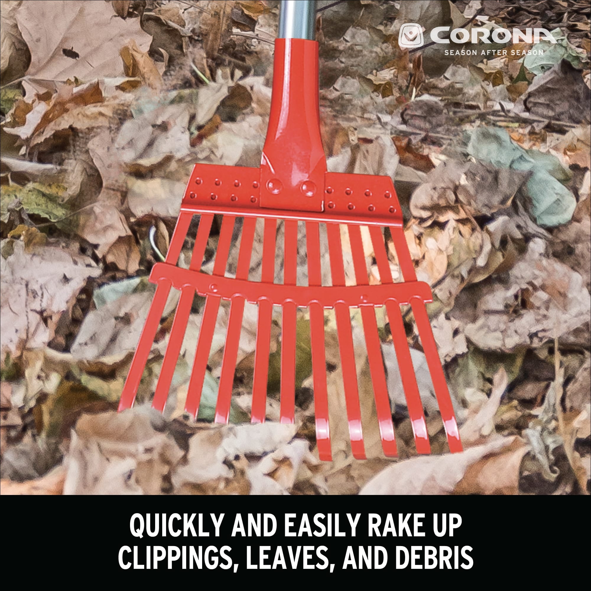 Corona Aluminum Handle, Steel Head Fixed Tine Shrub Rake - 8", 11 Tines